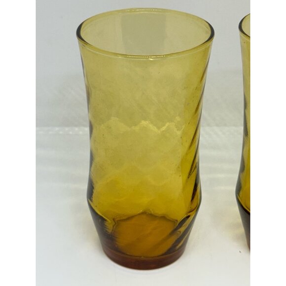 Vintage Libbey Amber Swirl Glasses, Set of 2 – 16oz Mid-Century Tumblers 3" x 6" - Picture 2 of 7